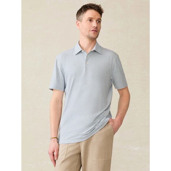 Faherty Men’s Movement Polo Striped Shirt Size XL Cotton - Picture 1 of 6